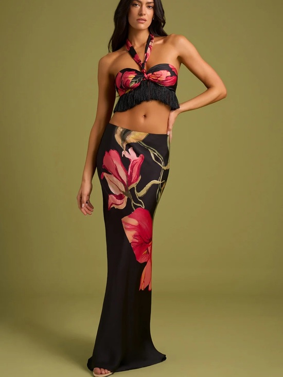 HEMANT & NANDITA Dresses & Skirts - Norma Fringe Top and matching maxi skirt in a floral print